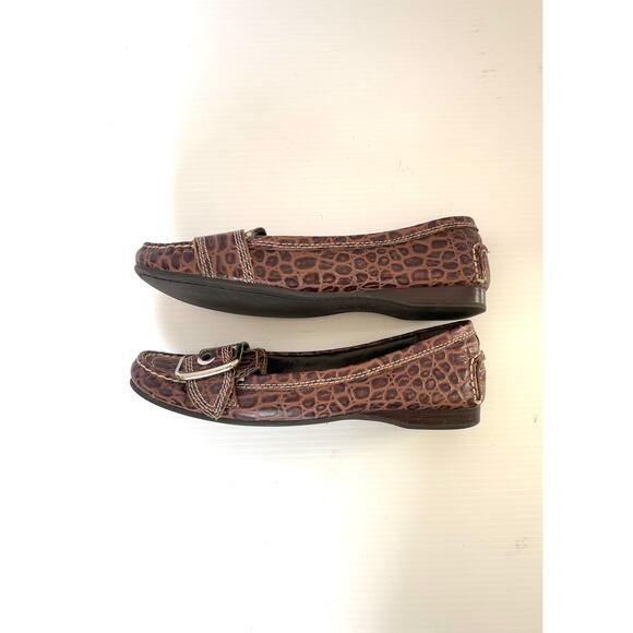 Franco Sarto Kody Brown Croc Embossed Leather Buckle Flats Loafer Women’s 6 - Picture 5 of 7